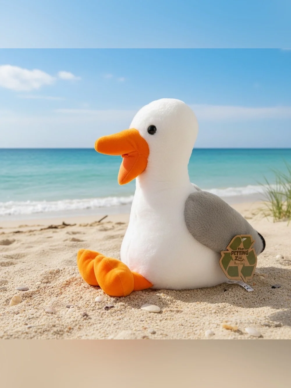 Plush Seagull - White & Orange Beach Bird Plush